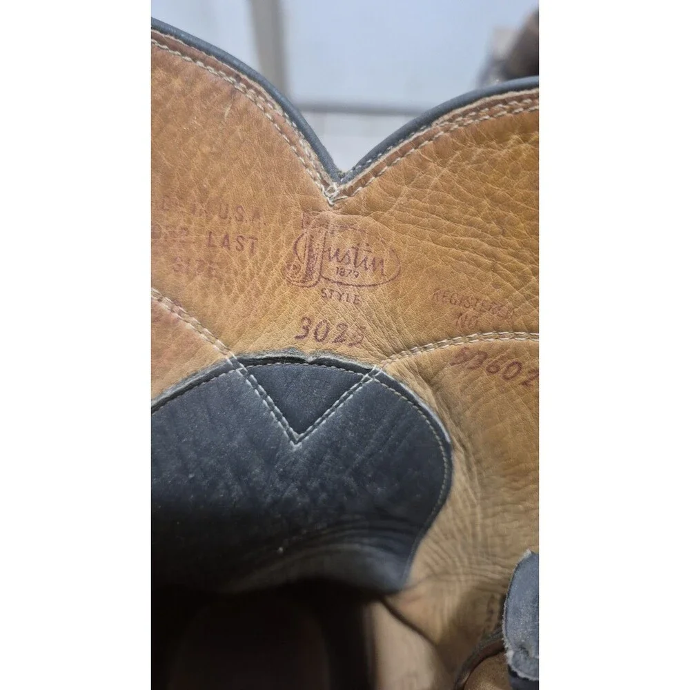 Justin Roper Leather Boots Size 9.5D 3025 Grey Western Cowboy USA